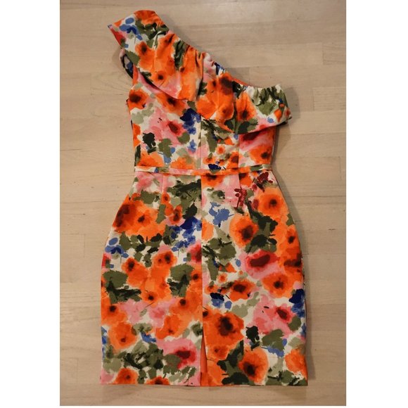 Eliza J one shoulder floral dress size 4 - Picture 3 of 4